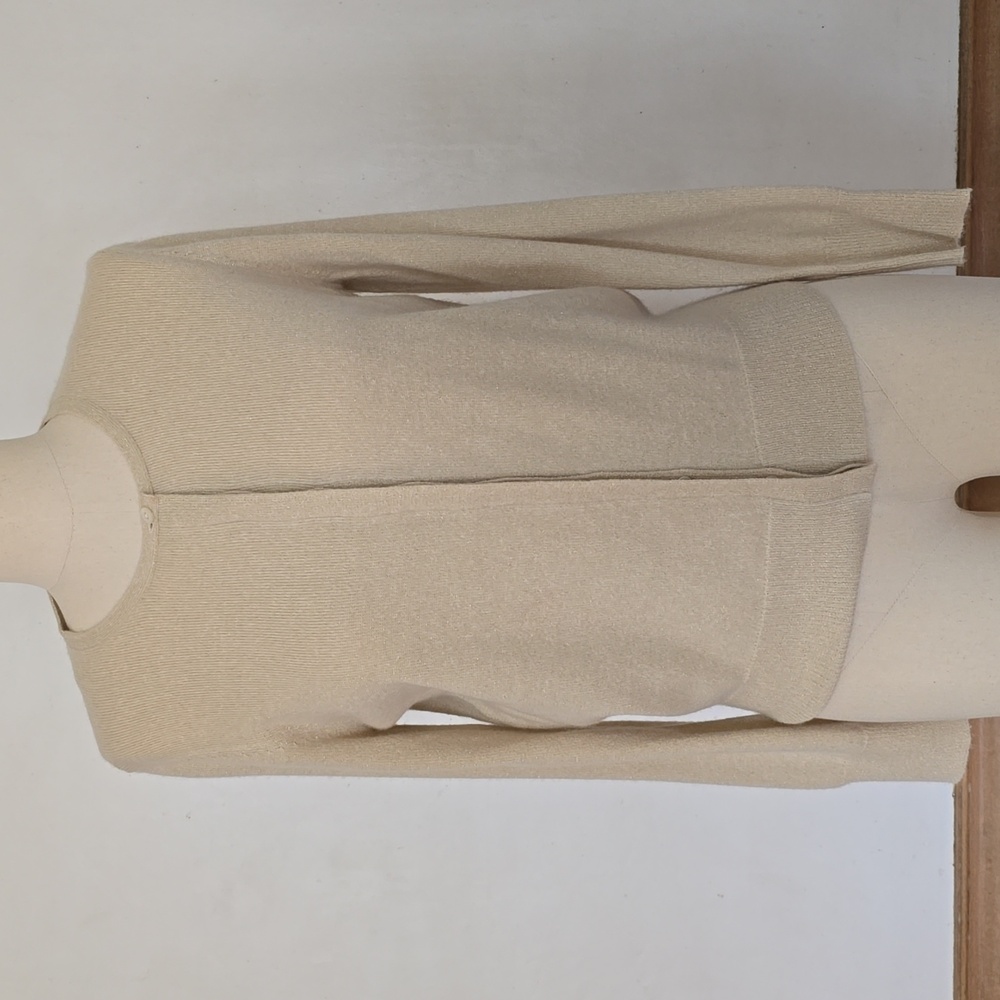 Vintage Neiman Marcus Cashmere Sweater cream/gold Medium - Picture 4 of 8